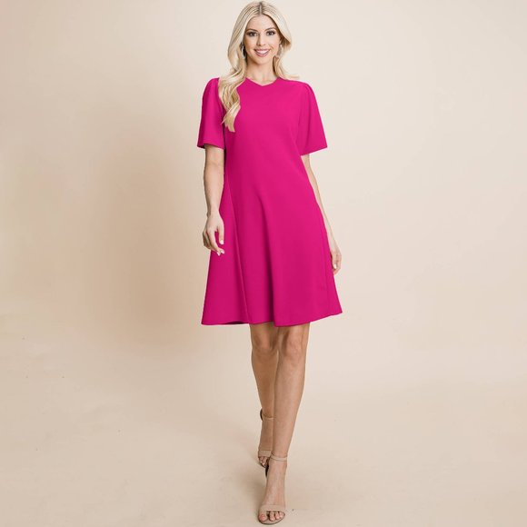 WOMENS A-line SHORT SLEEVE DRESS - Picture 3 of 3